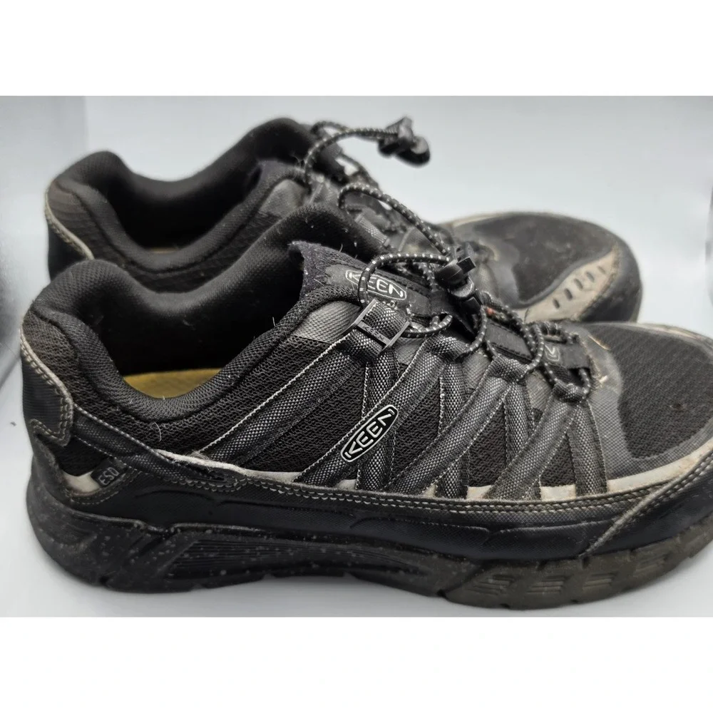KEEN ASTM F2413-11 Men's 10D Black Safety Work Shoes Slip Resistant Quick Lace